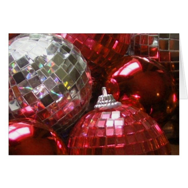 Red Baubles hälsning-kort Hälsningskort (Framsidan Horizontal)