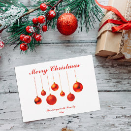 Red Baubles med God jul anpassade-kort