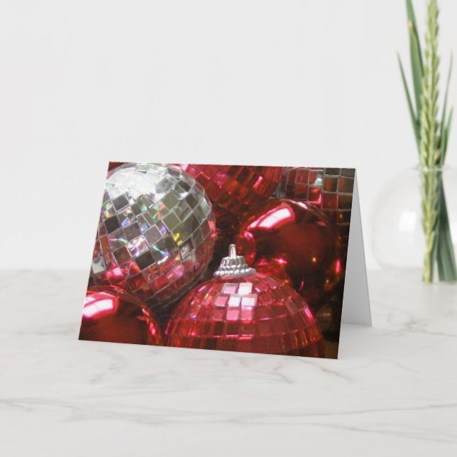 Red Baubles 'Season's Greetings'-kort Helgkort (Framsida)