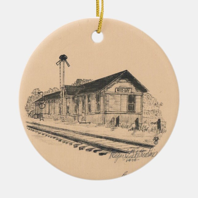 Red Bay Depot Ceramic Ornament (Framsidan)