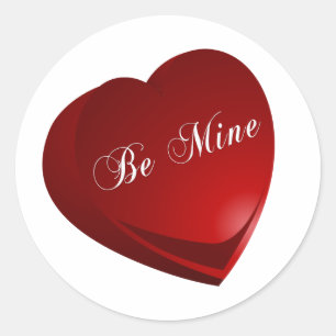 Red be Mine Heart Runt Klistermärke