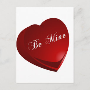 Red be Mine Heart Vykort