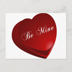 Red be Mine Heart Vykort