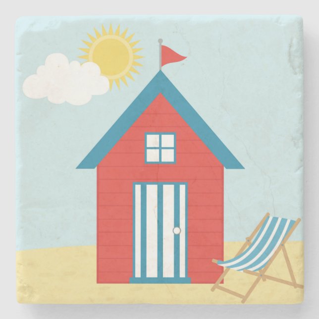 Red Beach Hut Stenunderlägg (Framsidan)