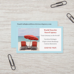 Red Beach-ordförande för Blue Agent Travel Agency Visitkort