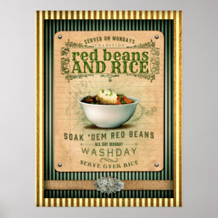 Red Beans and Ris New Orleans Cajun Poster