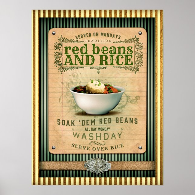 Red Beans and Ris New Orleans Cajun Poster (Framsidan)