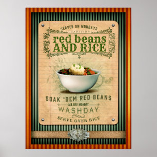 Red Beans and Ris New Orleans Cajun Poster