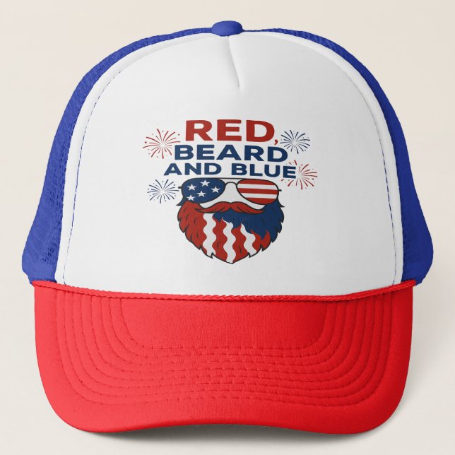 Red Beard and Blue USA Truckerkeps - 4 juli (Framsida)