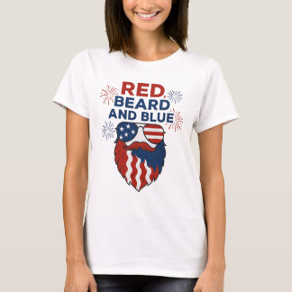 Red Beard och Blue Funny Patriotic T-Shirt