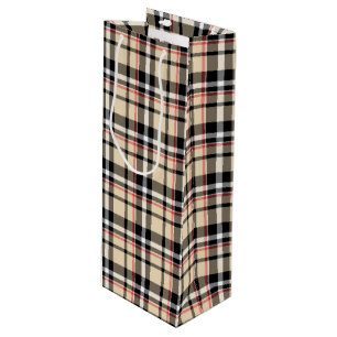 Red Beige Black White Squares Tartan Play Mönster