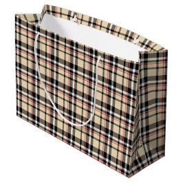Red Beige Black White Squares Tartan Play Mönster