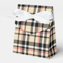 Red Beige Black White Squares Tartan Play Mönster