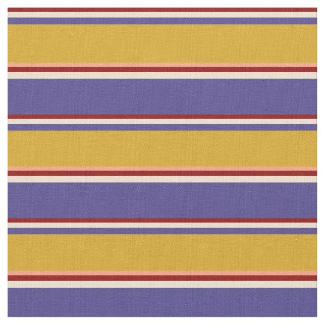 Red, Beige, Blue, Goldenrod & Light Salmon Tyg (Närbild)