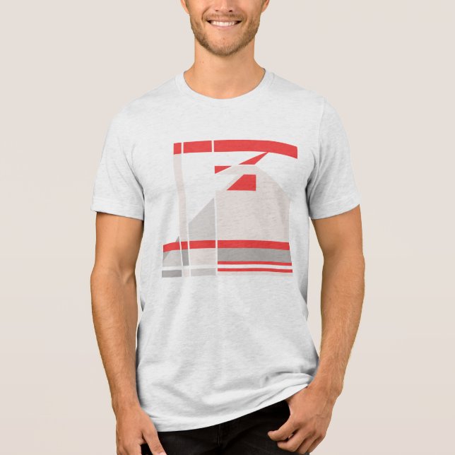Red Beige Grått Geometric Abstrakt Art MCM-utseend T Shirt (Framsida)