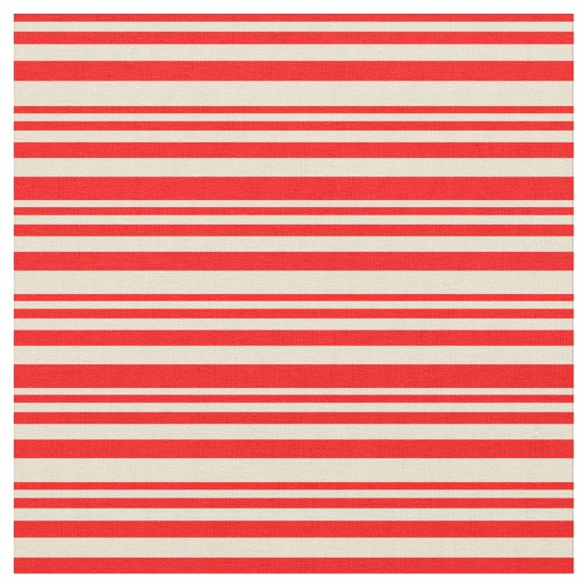 Red & Beige Mönster Tyg (Närbild)