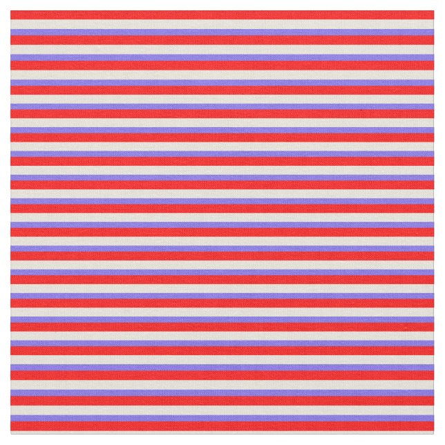 Red, Beige och Medium Slate Blue Rand Tyg (Närbild)
