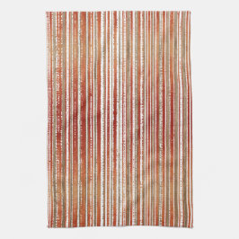 Red, Beige och White Stripe Mönster Kökshandduk
