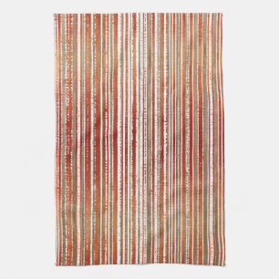 Red, Beige och White Stripe Mönster Kökshandduk