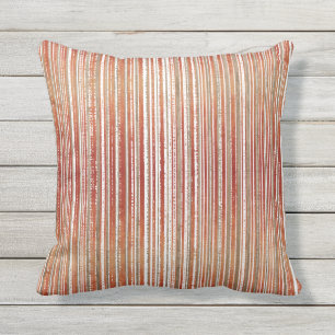 Red, Beige och White Stripe Mönster Kudde
