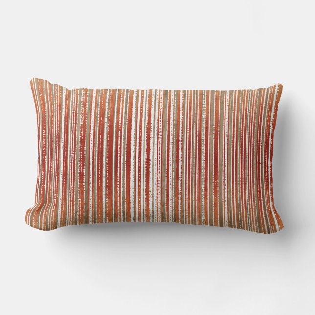 Red, Beige och White Stripe Mönster Lumbarkudde (Framsida)