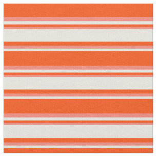 Red, Beige & Salmon Stripe Mönster Tyg