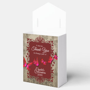 Red, Beige Sparkly 15 Quinceanera Favor Box Presentaskar