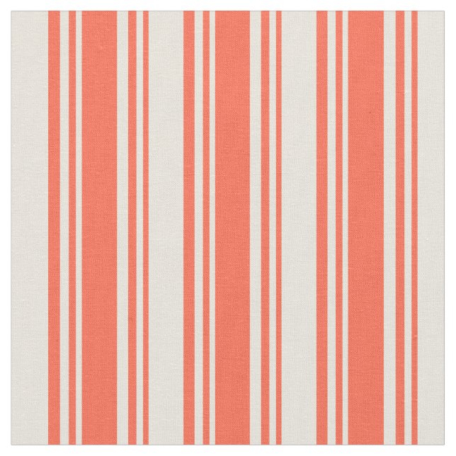 Red & Beige Stripe/LUND Mönster Tyg (Närbild)