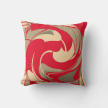 Red Beige Taupe Swirling Abstrakt Flower Design