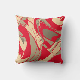 Red Beige Taupe Swirling Blommigt Diagonal Design Kudde