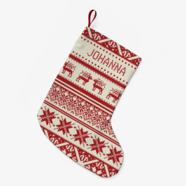Red & Beige Ugly God Jul Sweater - ditt namn Liten Julstrumpa