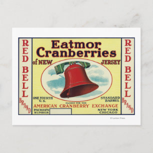 Red Bell Eatmor Cranbär Brand Label Vykort