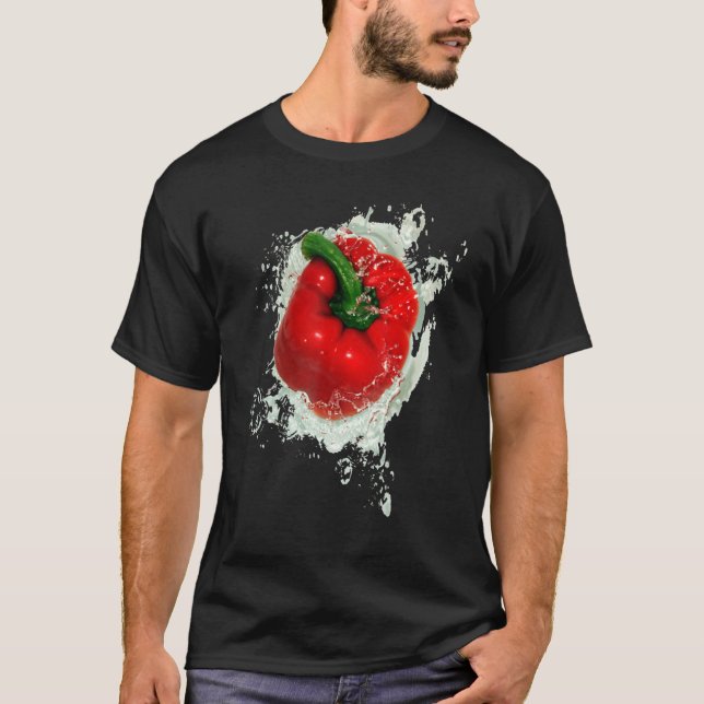 Red Bell Pepper Stänk T Shirt (Framsida)