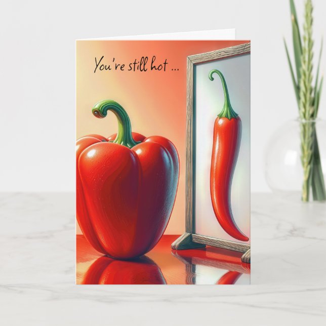 Red Bell Pepper Tittar i Spegel Kort (Framsida)