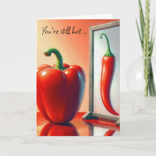 Red Bell Pepper Tittar i Spegel Kort
