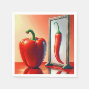 Red Bell Pepper Tittar i Spegel Pappersservett