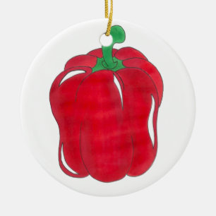 Red Bell Pepper Vegetable Foodie Julgransprydnad Keramik