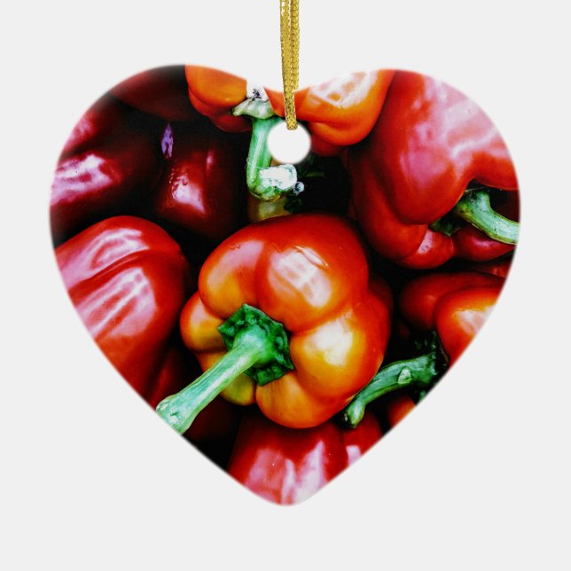 Red Bell Peppers Julgransprydnad Keramik (Framsidan)