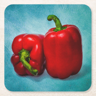 Red Bell Peppers Underlägg Papper Kvadrat