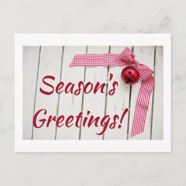 Red Bell Red Gingham Ribbon Vykort