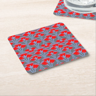 Red Bellflower Square Paper Coaster  Underlägg Papper Kvadrat
