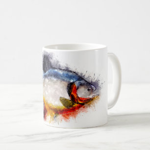 Red Belllied Piranha vattenfärgsmontekonst Kaffemugg