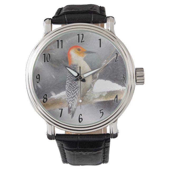 Red-Belllied Woodpecker Painting Original Bird Art Armbandsur (Framsida)