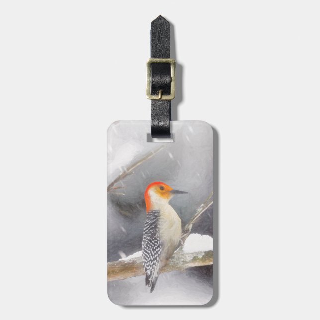 Red-Belllied Woodpecker Painting Original Bird Art Bagagebricka (Vertikal Framsida)
