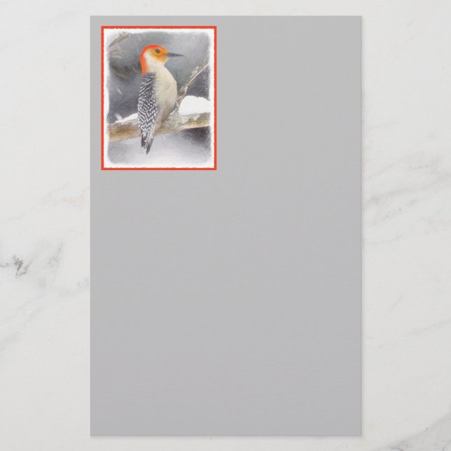 Red-Belllied Woodpecker Painting Original Bird Art Brevpapper (Framsida)