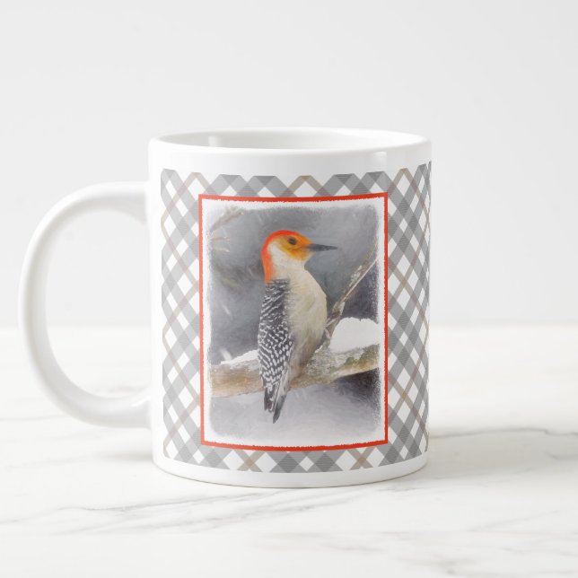 Red-Belllied Woodpecker Painting Original Bird Art Jumbo Mugg (Vänster)