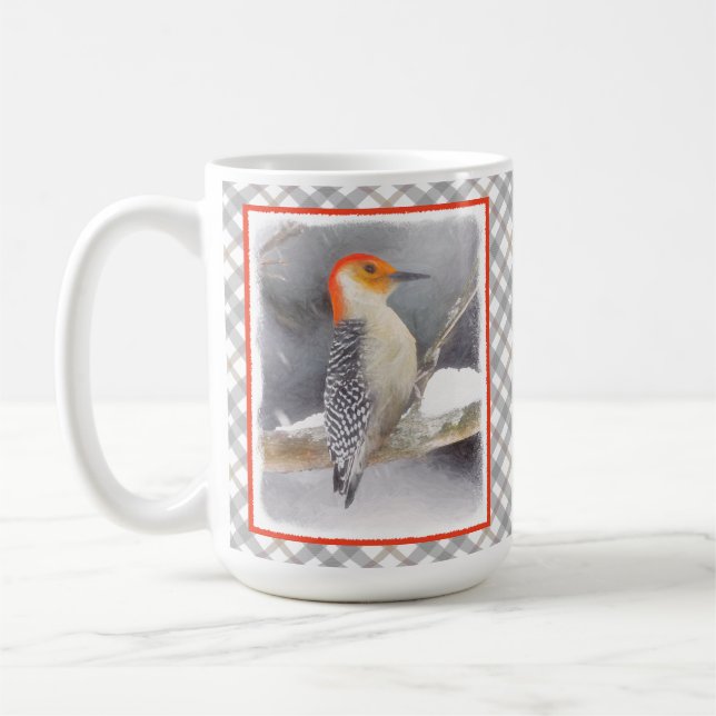 Red-Belllied Woodpecker Painting Original Bird Art Kaffemugg (Vänster)