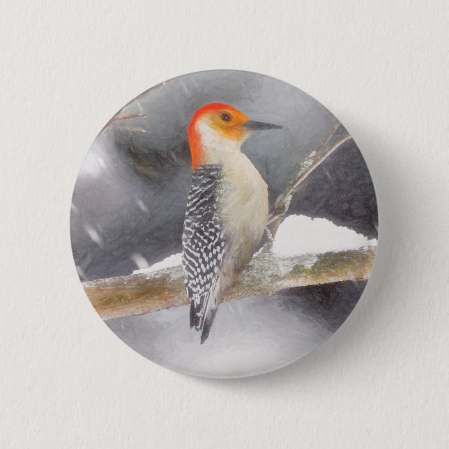 Red-Belllied Woodpecker Painting Original Bird Art Knapp (Framsida)