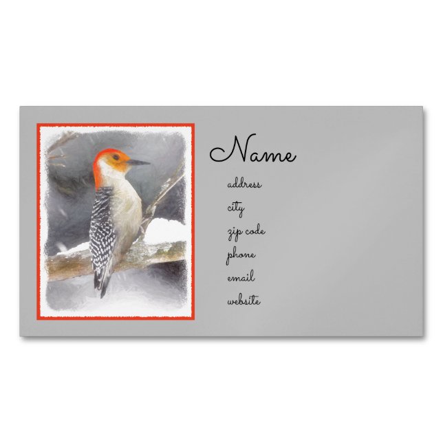 Red-Belllied Woodpecker Painting Original Bird Art Magnetiska Visitkort (Framsida)