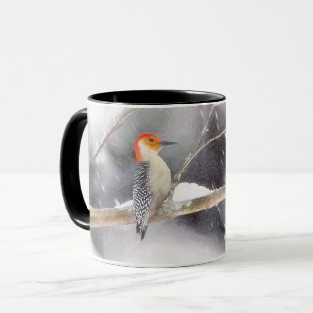 Red-Belllied Woodpecker Painting Original Bird Art Mugg (Framsida vänster)